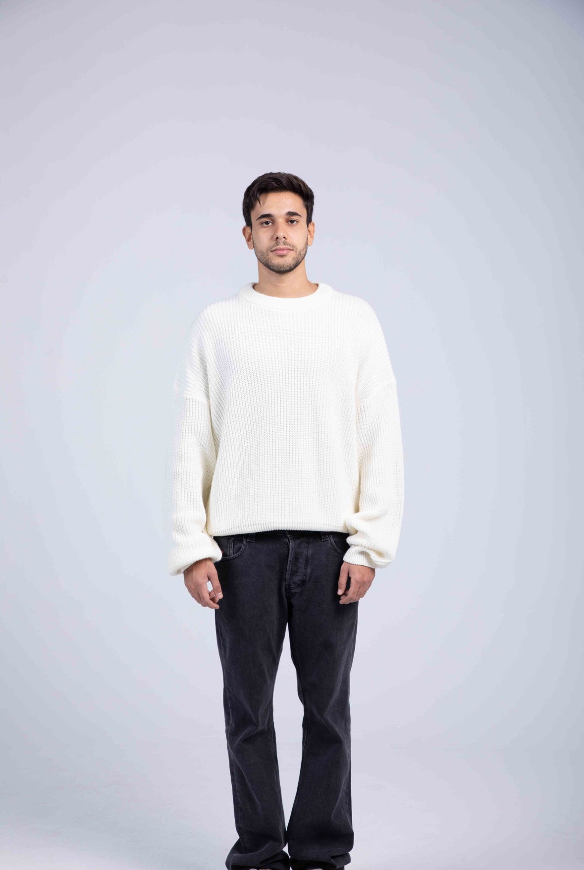 Oversized White Knitted Pullover