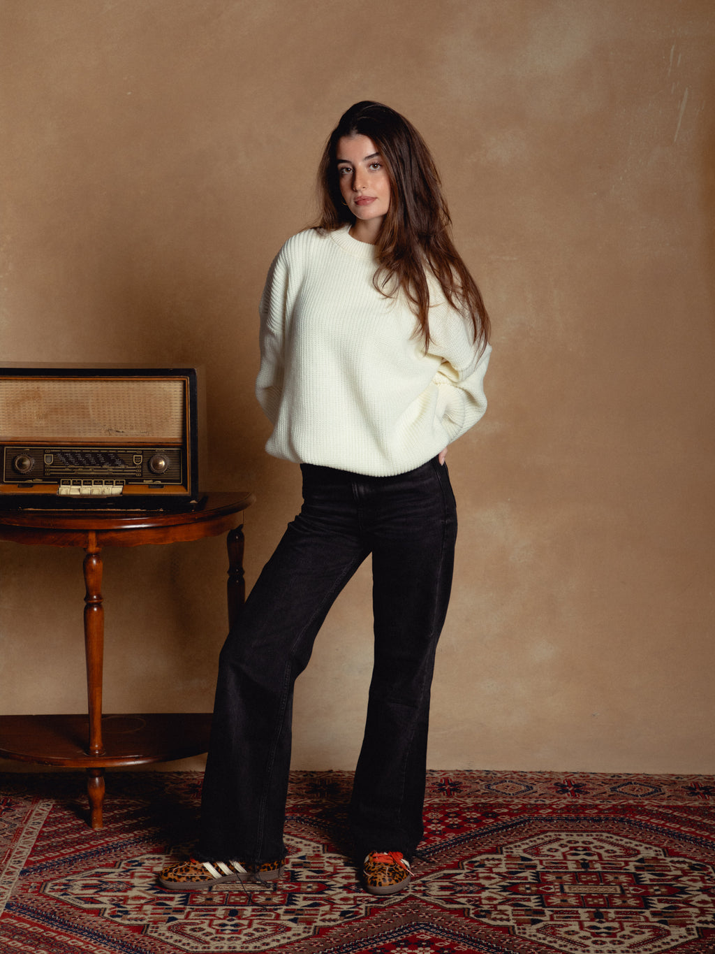 Oversized White Knitted Pullover