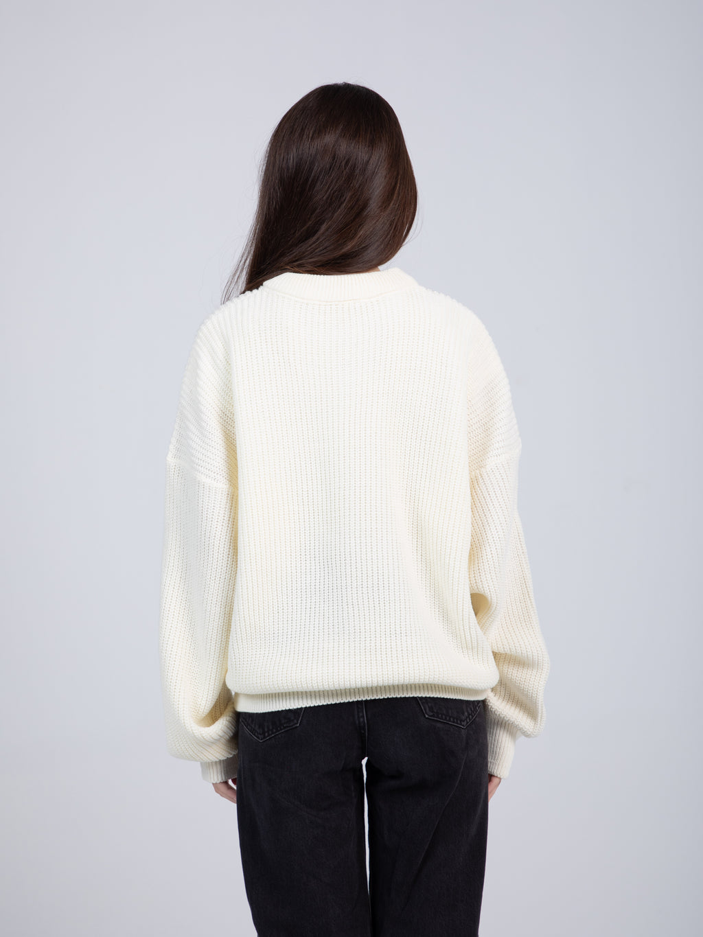 Oversized White Knitted Pullover