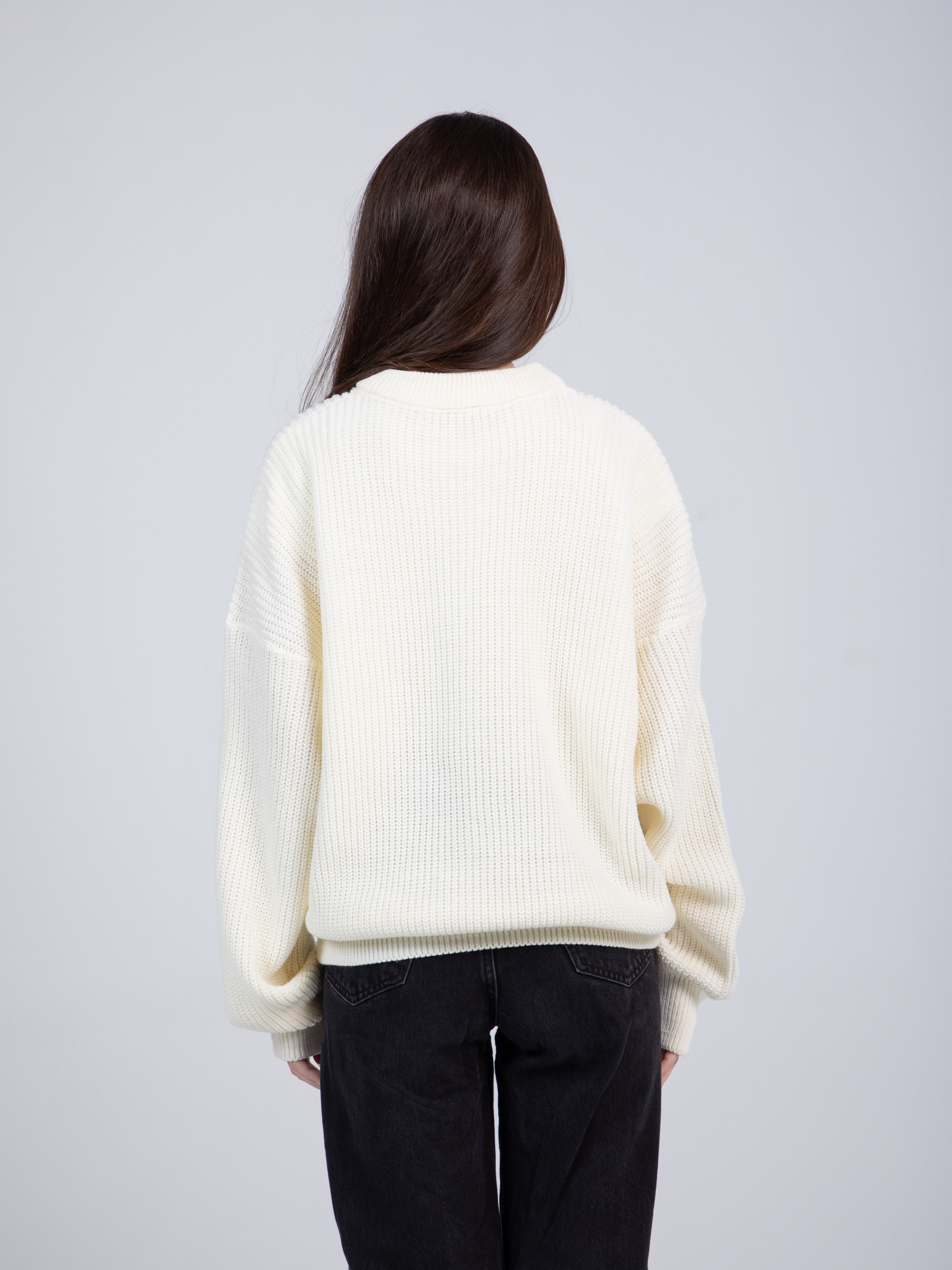 Oversized White Knitted Pullover