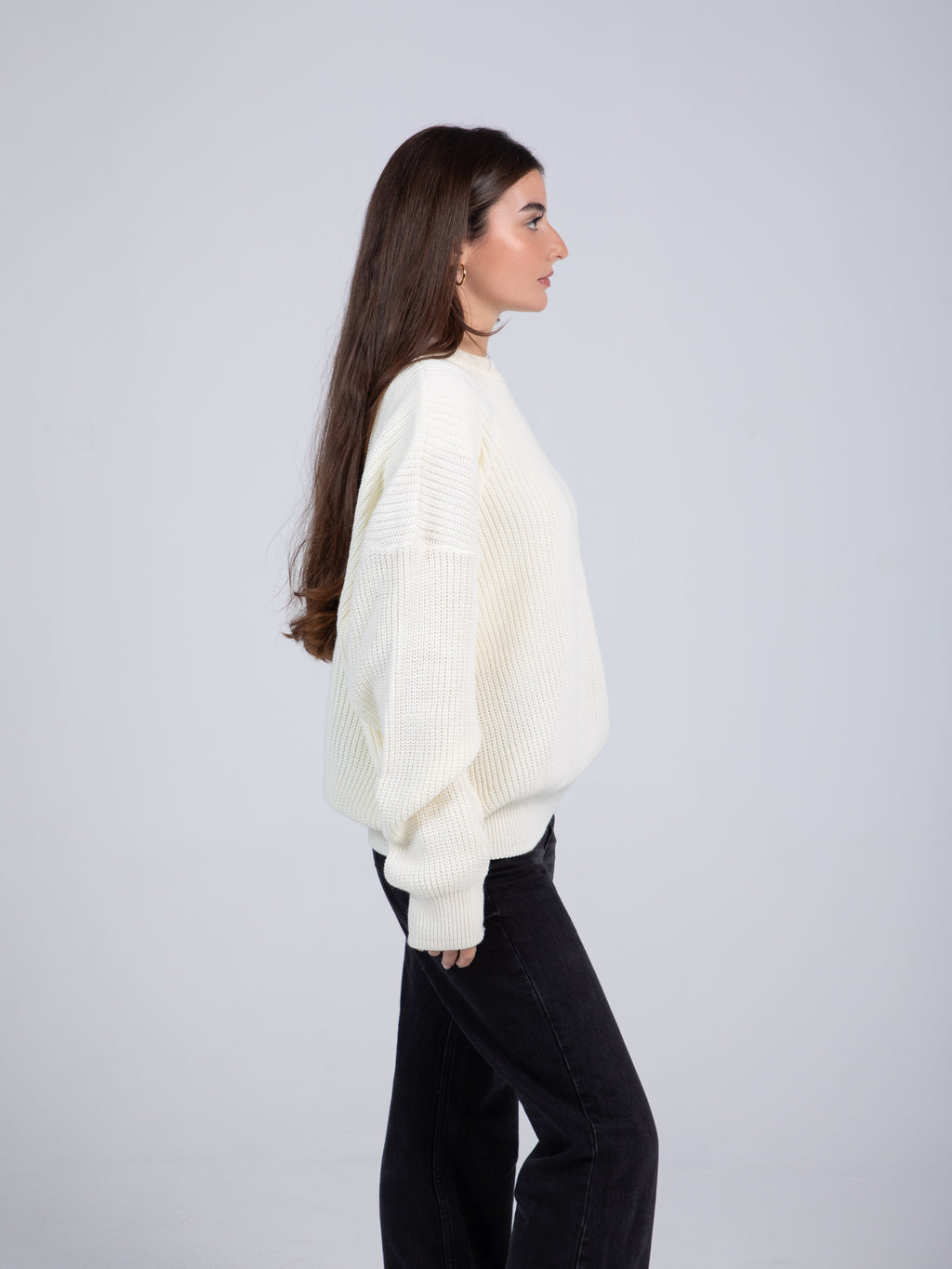 Oversized White Knitted Pullover