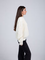 Oversized White Knitted Pullover