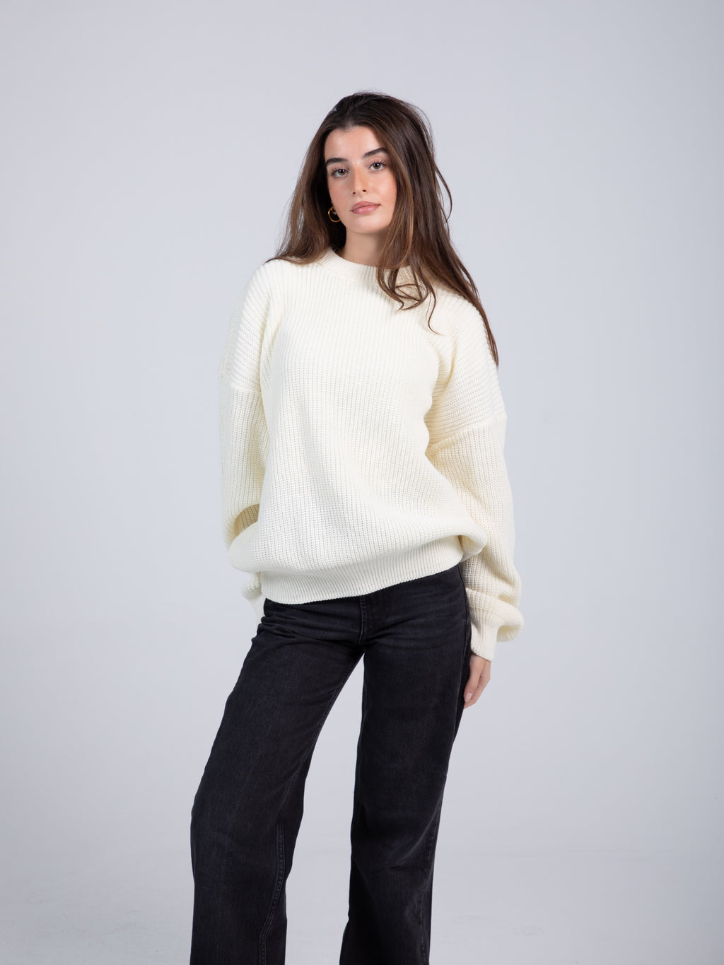 Oversized White Knitted Pullover