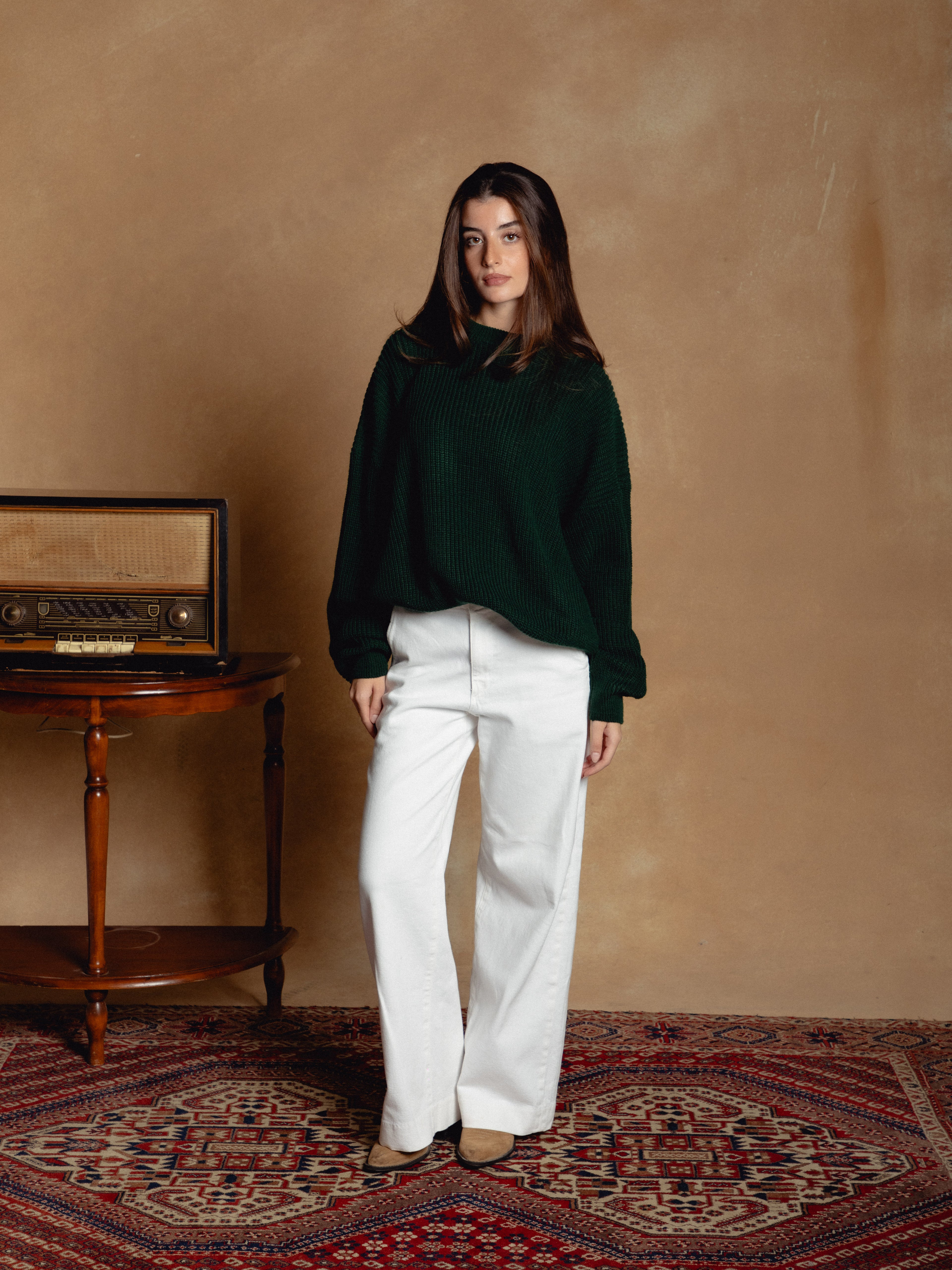 Oversized Navy Green Pullover