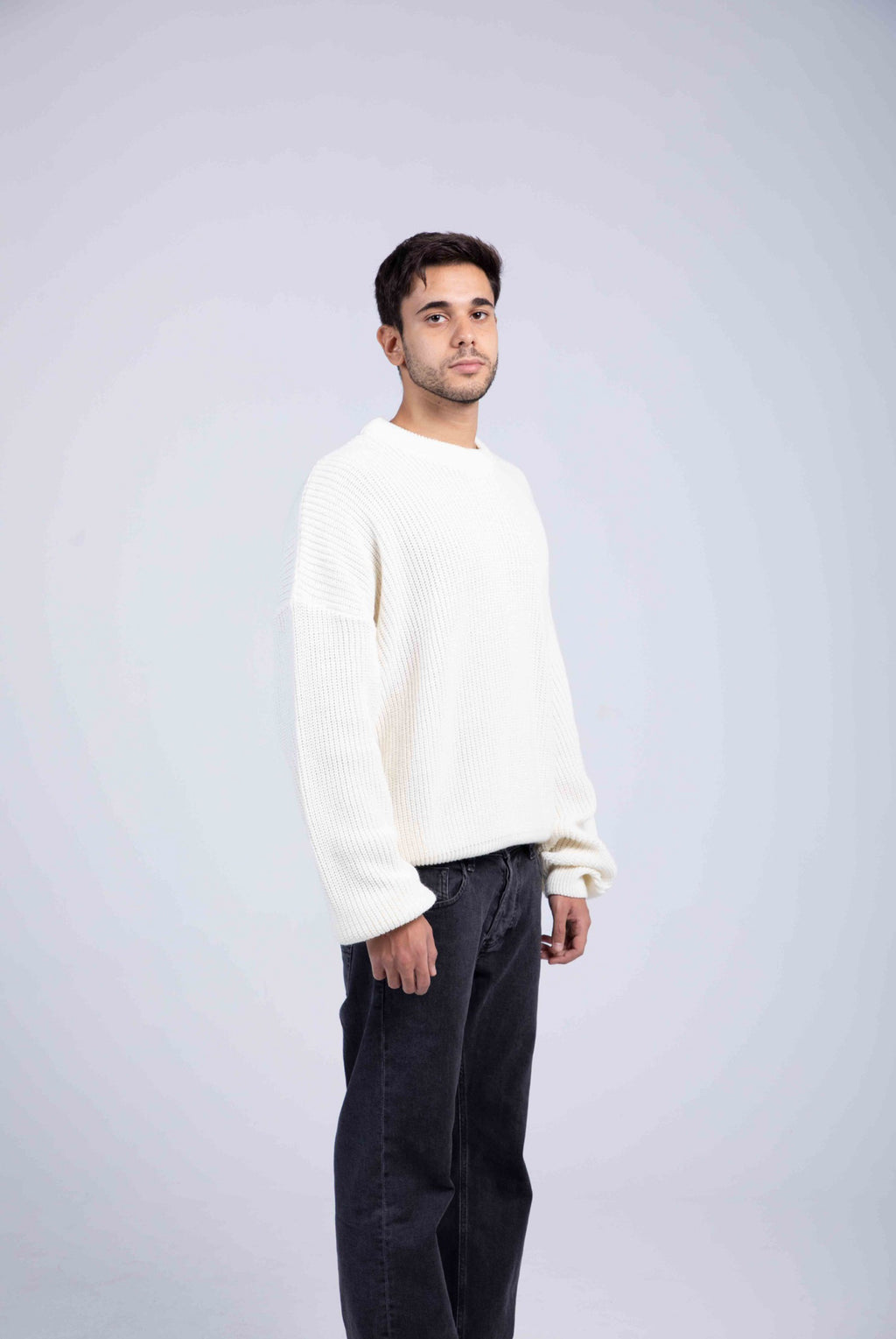 Oversized White Knitted Pullover