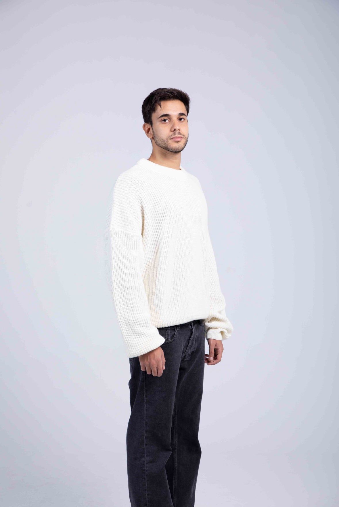 Oversized White Knitted Pullover