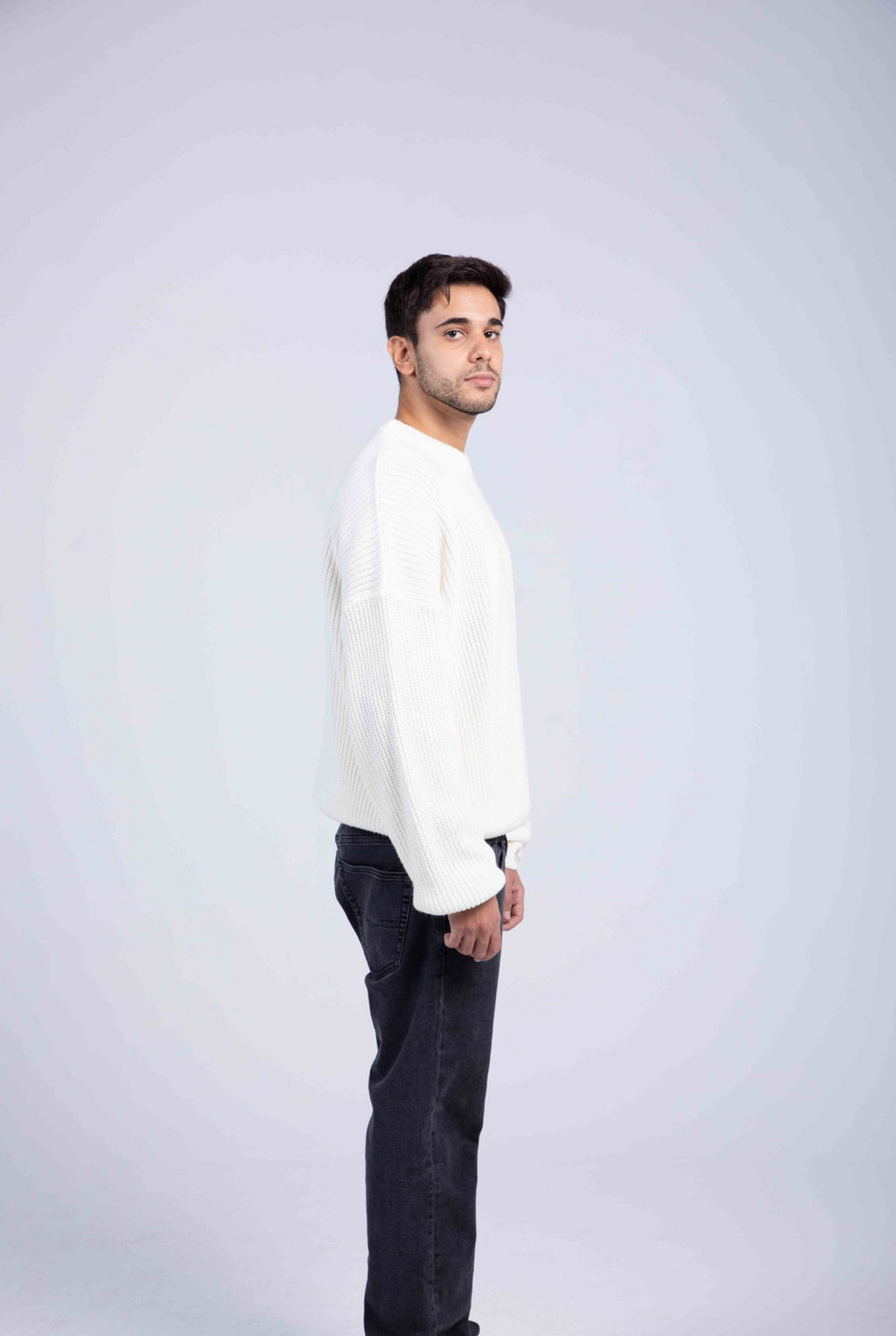 Oversized White Knitted Pullover